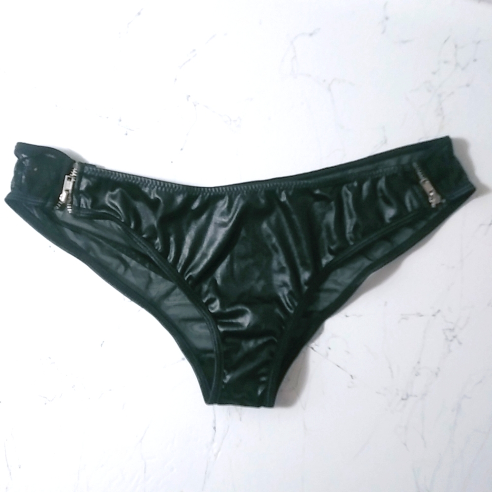 Dreamgirl M Sexy Faux Leather Zip Side Bikini Panties Underwear Lingerie